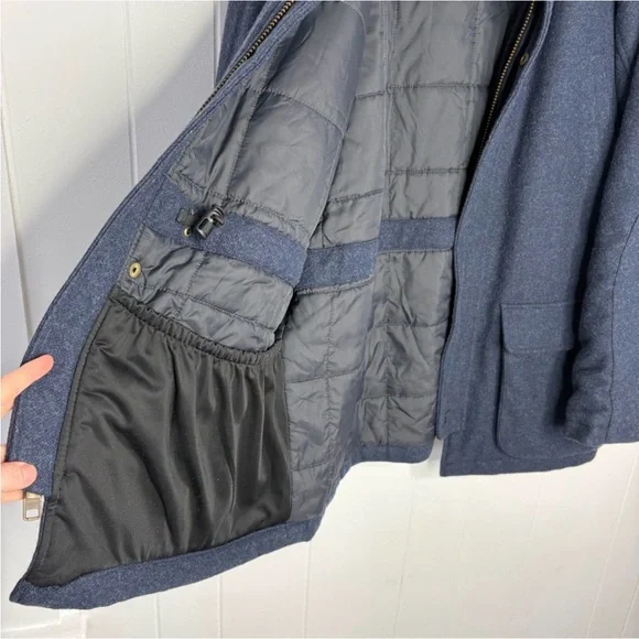L.L. Bean Maine Guide Parka Men's Wool 0BMH7 Long Sleeve Blue Lined Collar $320 - Picture 9 of 12